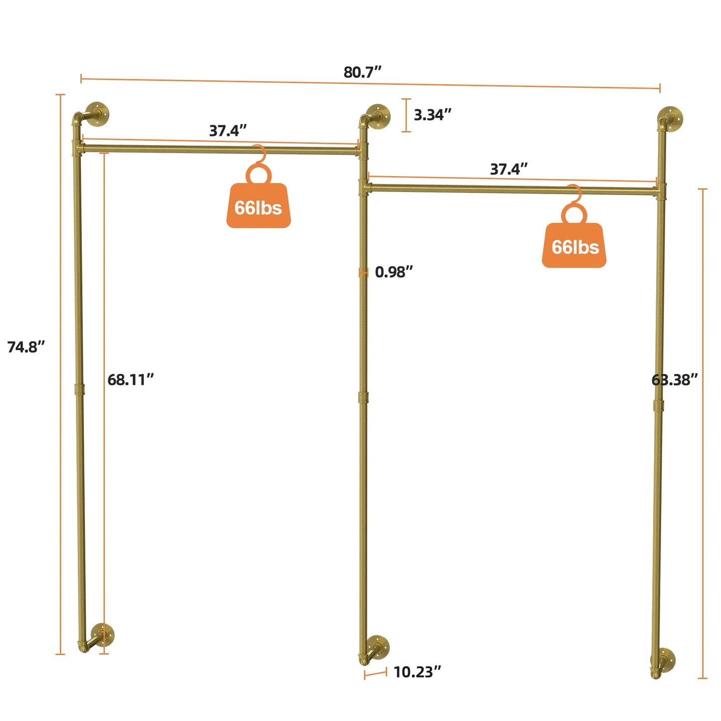 Industrial Pipe Wall-Mounted Clothing Rack