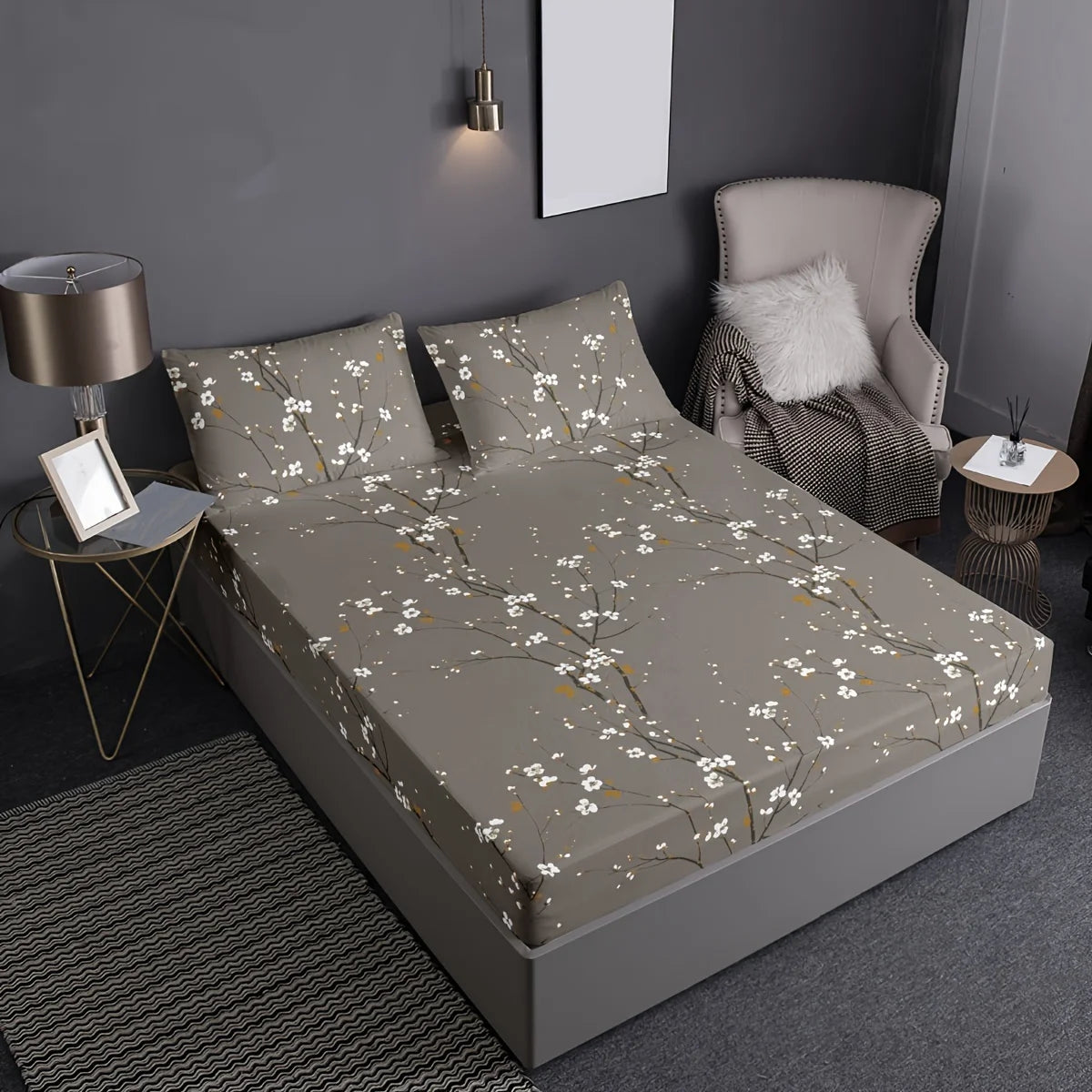 Vintage Floral Fitted Sheet Set | 3-Piece Deep Pocket Microfiber Bedding