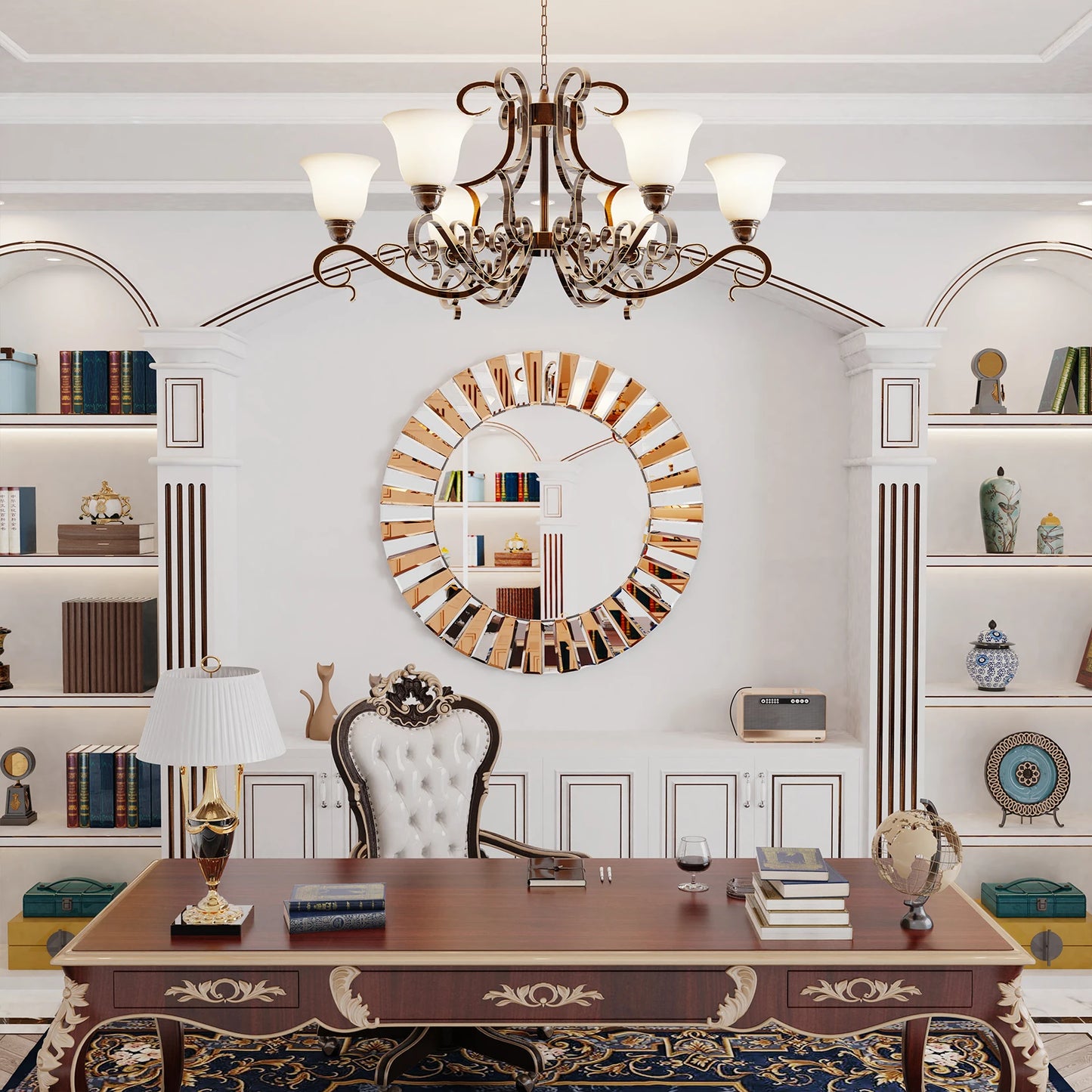 Gorgeous Large Round Decorative Accent Mirror