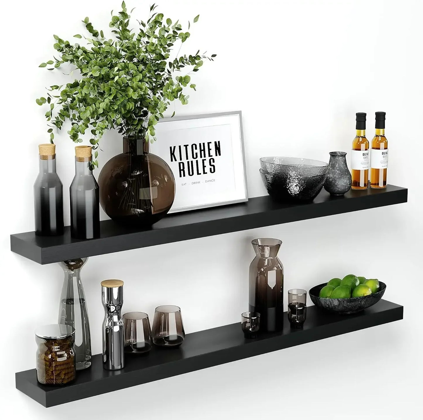 48-Inch Modern Wall Shelves with Hidden Heavy-Duty Brackets (Set of 2)