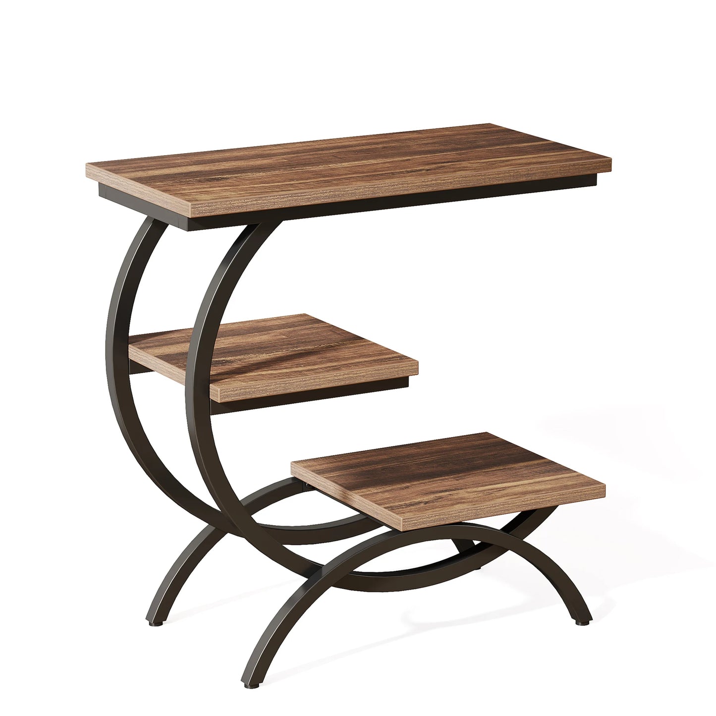 Rustic C-Shaped Side Table