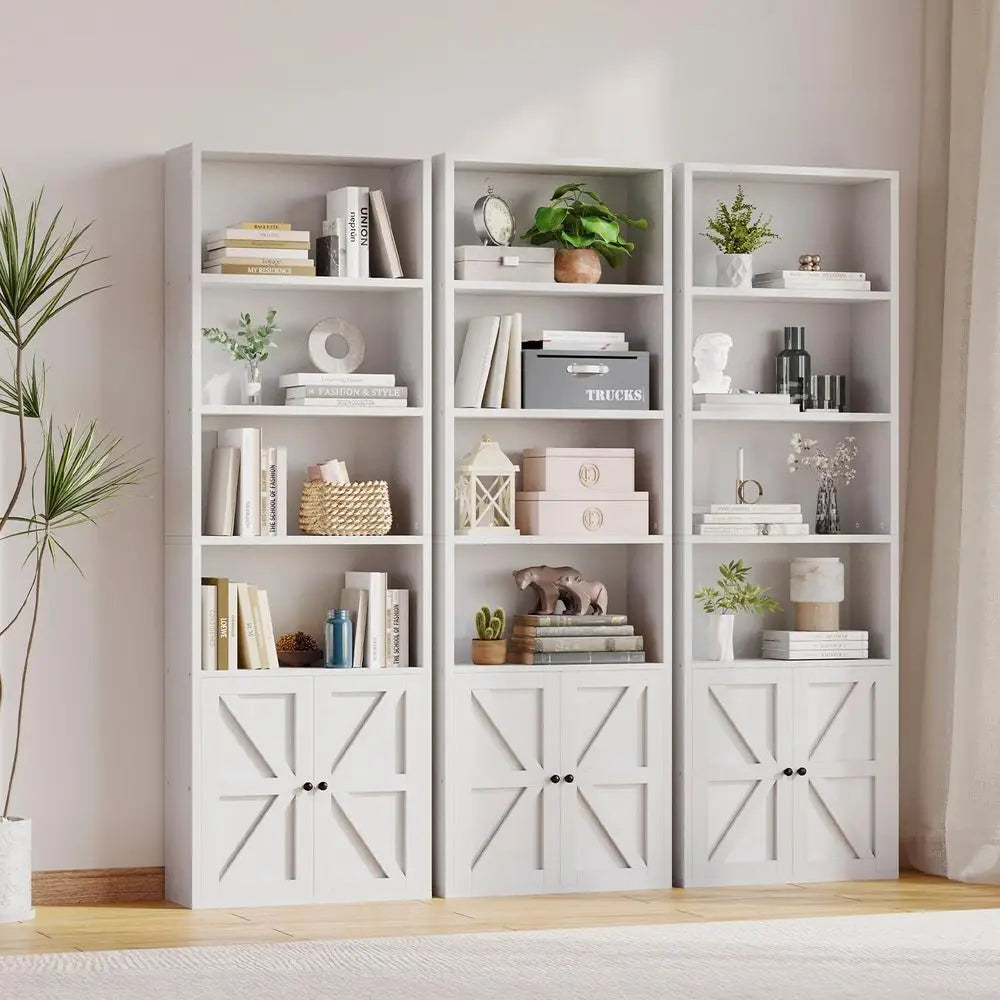 Elegant 6-Tier Bookshelf with Storage Cabinet