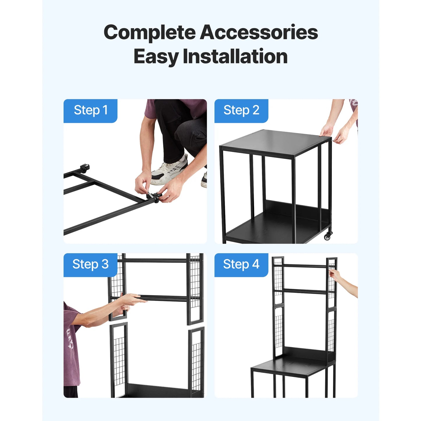 4-Tier 3D Printer Stand with Filament Storage Rack & Wheels | Mobile Workstation