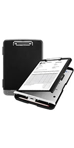 Low Profile Clipboard with Pen Holder | Durable Letter Size Plastic Clipboard