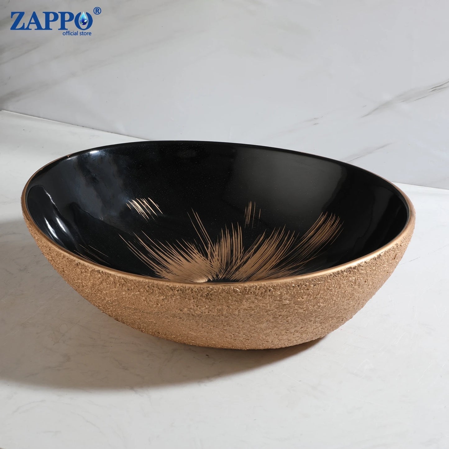 Vintage Gold Ceramic Bathroom Vessel Sink