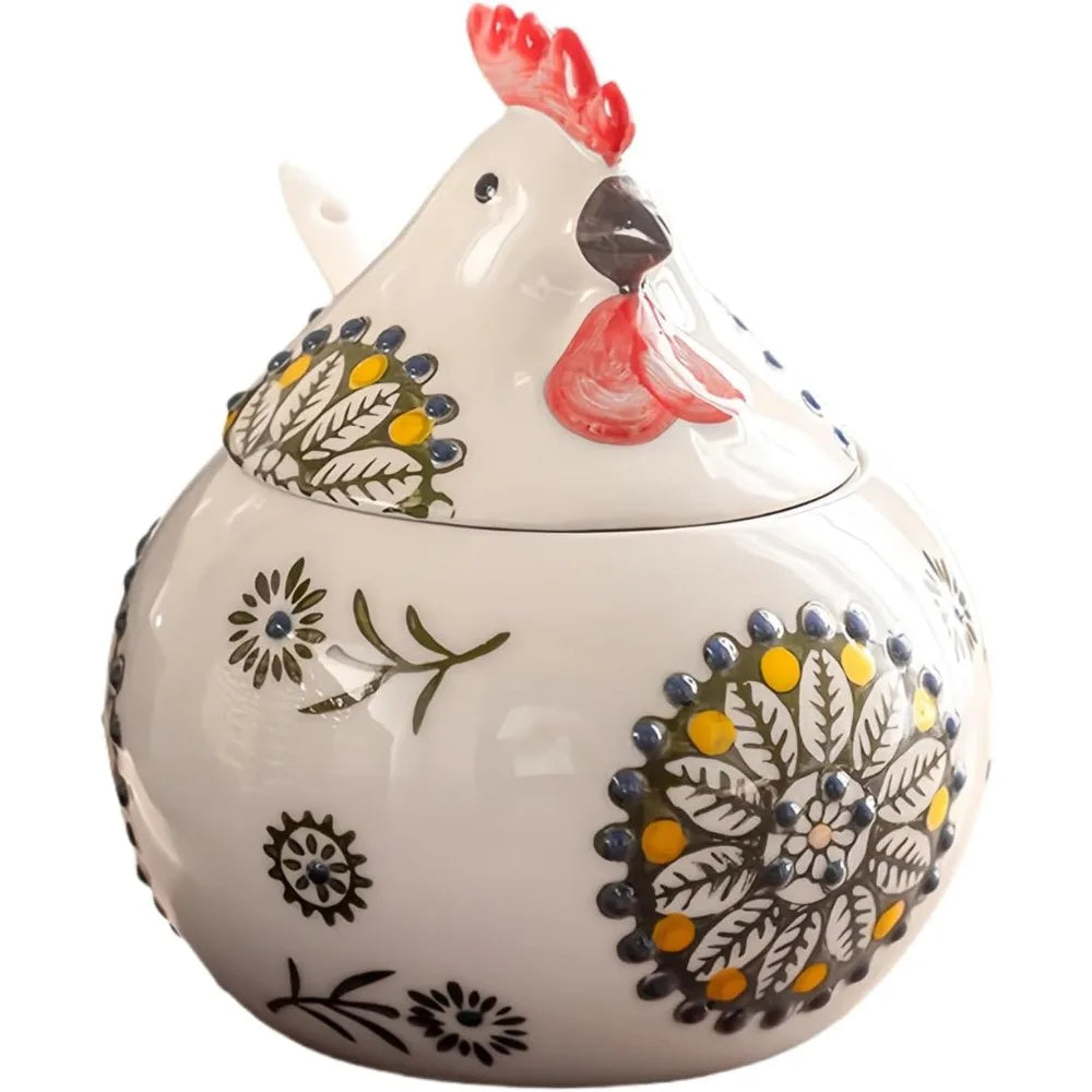 Ceramic Salt Cellar with Lid and Spoon