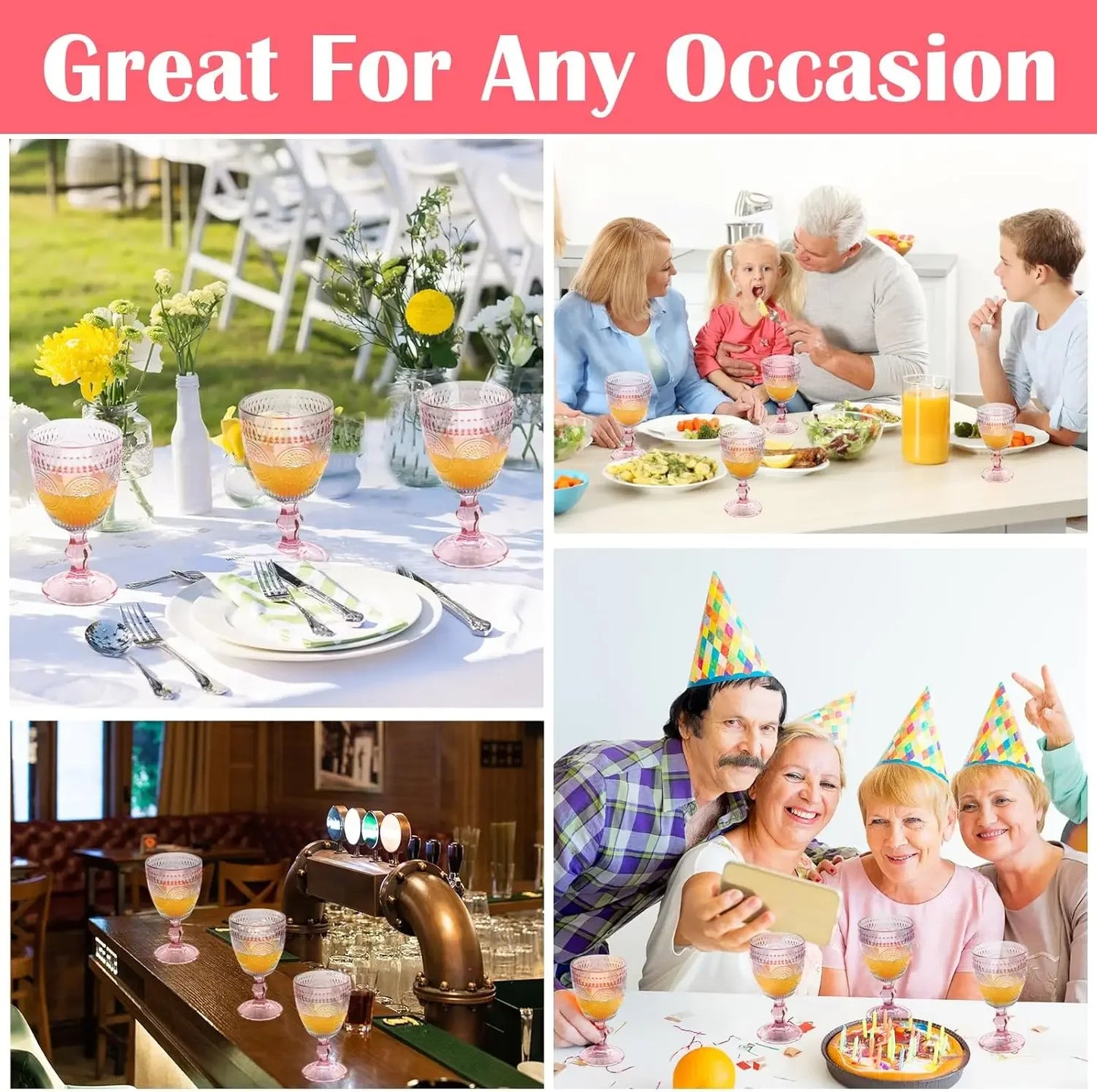 Vintage Wine Glasses, Set of 12 Goblets