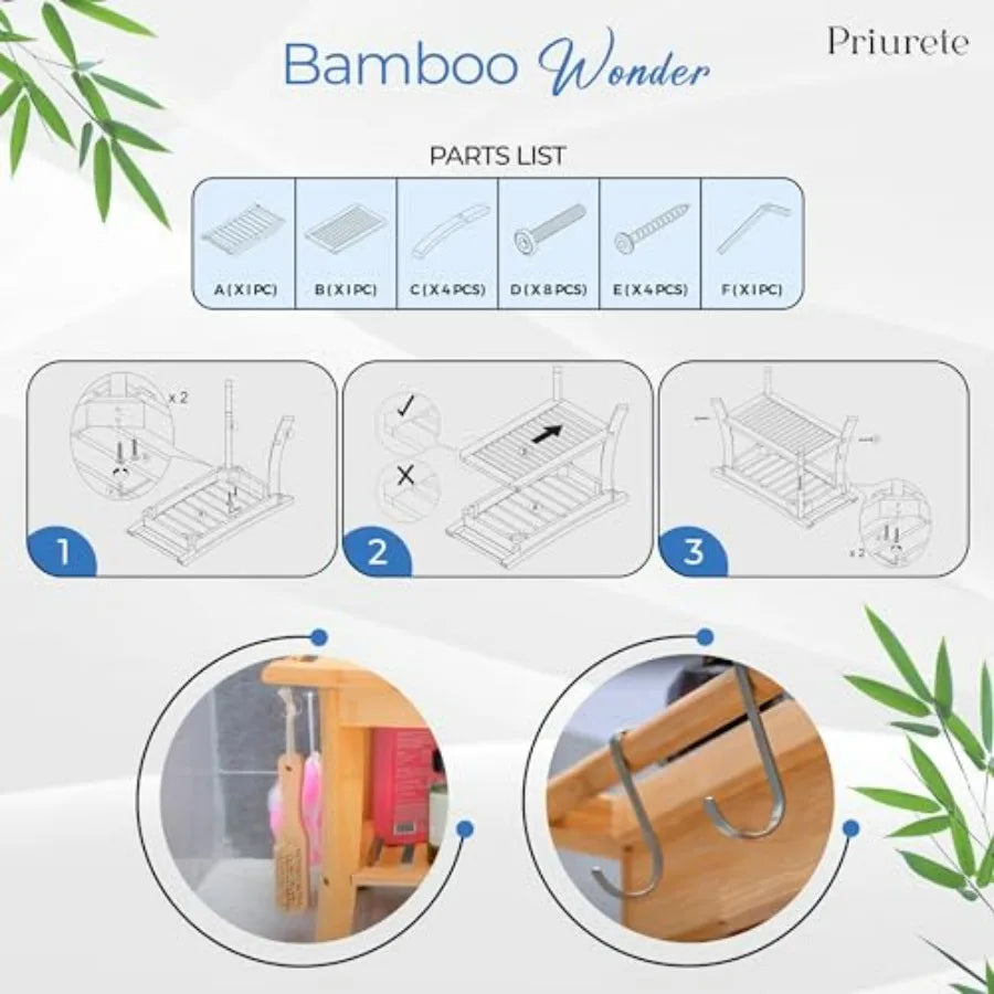 Bamboo Shower Stool with Shelf