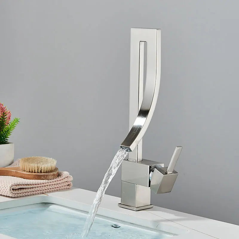 Modern Brass Waterfall Bathroom Faucet
