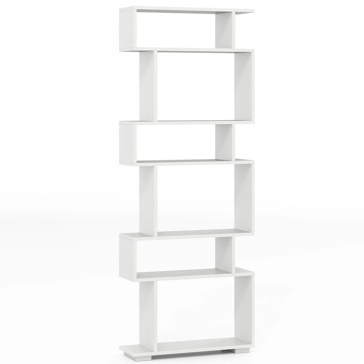 6-Tier S-Shaped Bookshelf | Modern Geometric Room Divider