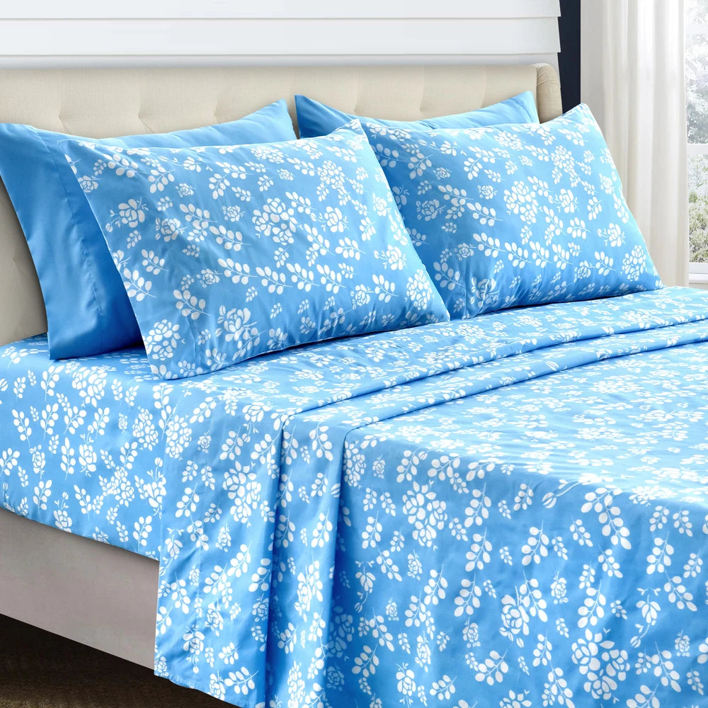 Elegant Floral Microfiber Sheet Set