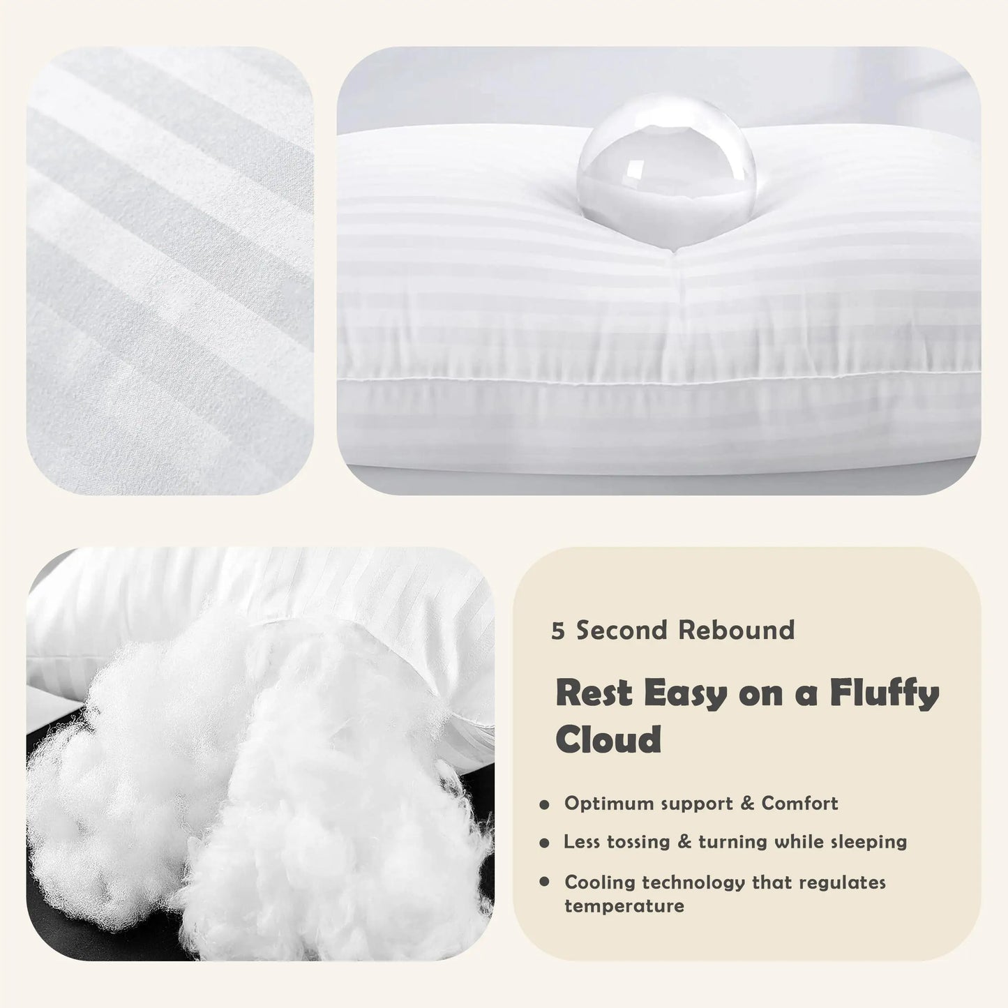 King Size Hotel Quality Down-Alternative Bed Pillows, Set of 2