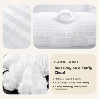 King Size Hotel Quality Down-Alternative Bed Pillows, Set of 2