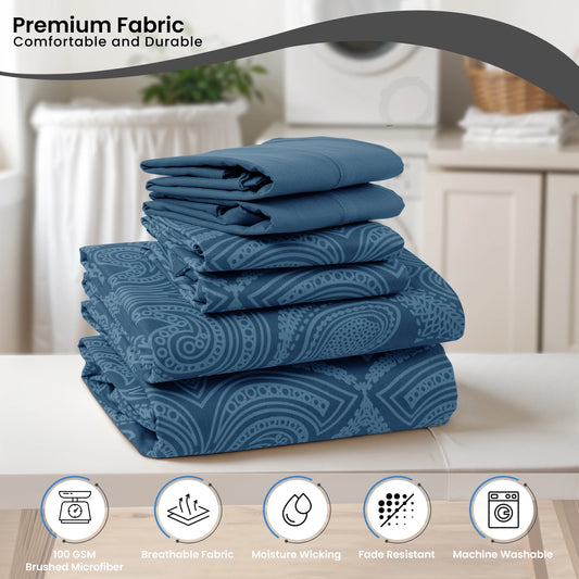 Paisley Sheet Set with Luxurious Soft Microfiber