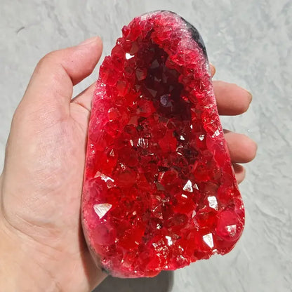 Red Geode Crystal Cluster – Decorative Natural Mineral for Home & Office