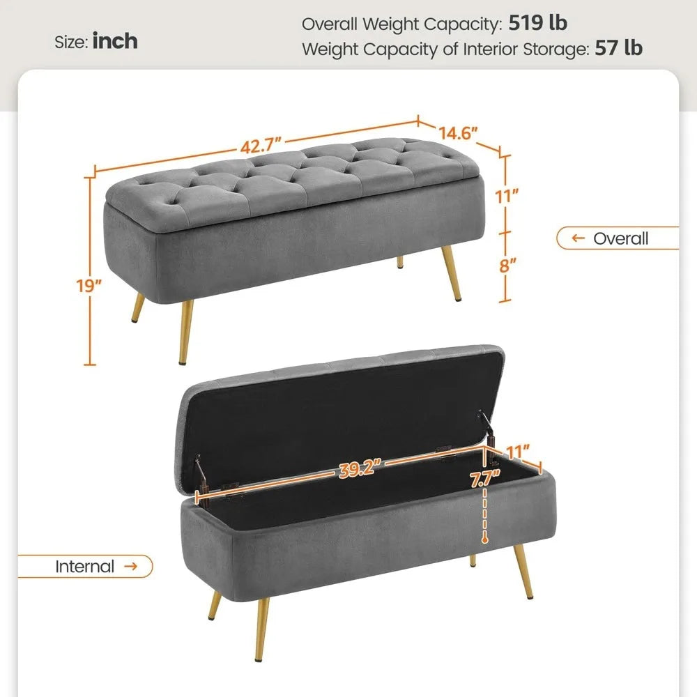 Modern Upholstered Ottoman with Storage