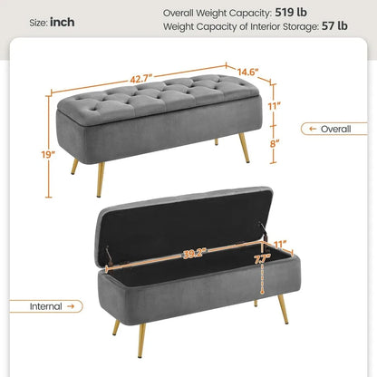 Modern Upholstered Ottoman with Storage