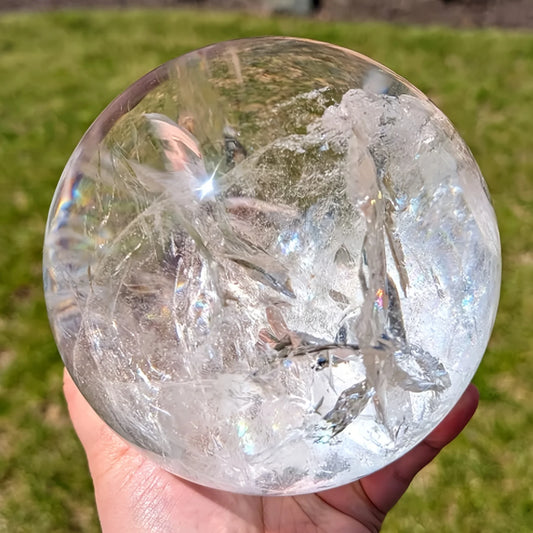 Large Clear Quartz Crystal Sphere | Natural Polished Crystal Décor
