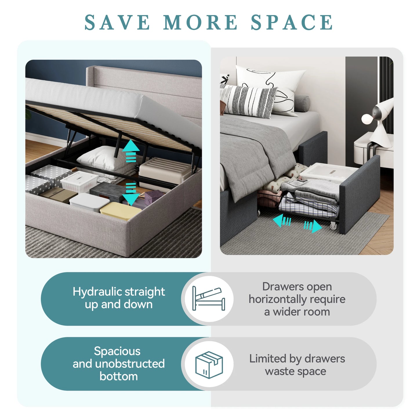 Heavy-Duty Hydraulic Bed with Large Storage Area
