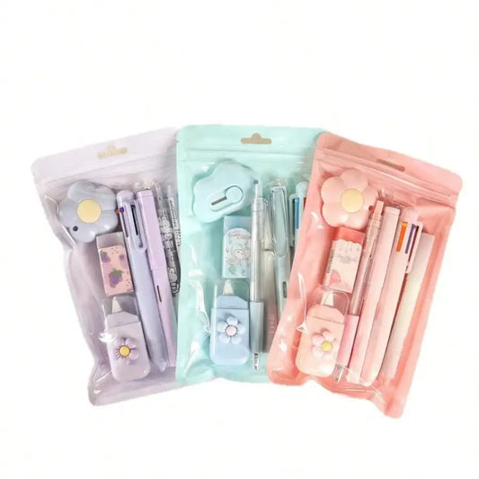 School Supply Kit – Cute Gel Pens, Eraser, Correction Tape & Pencil Pouch