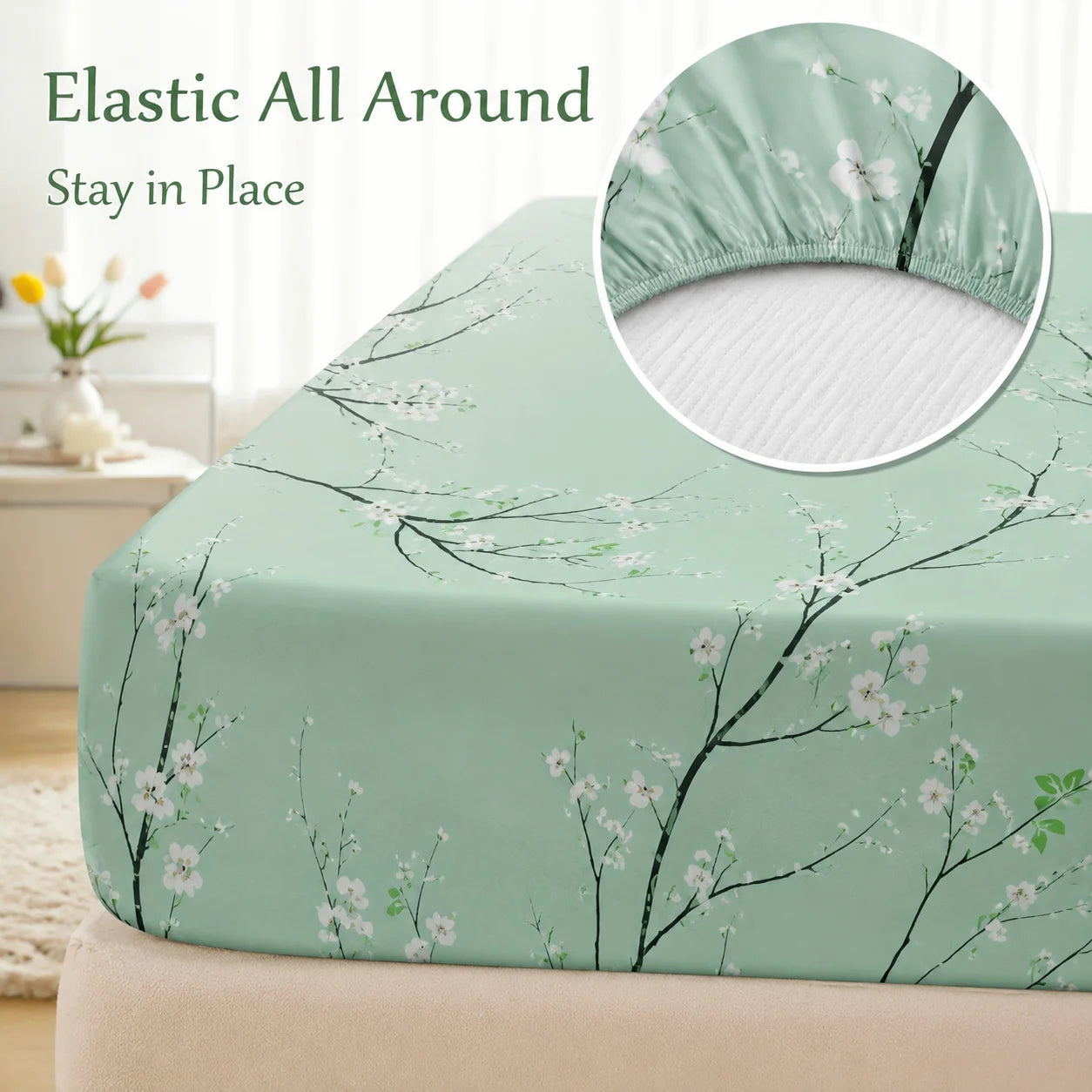 Vintage Floral Fitted Sheet Set | 3-Piece Deep Pocket Microfiber Bedding