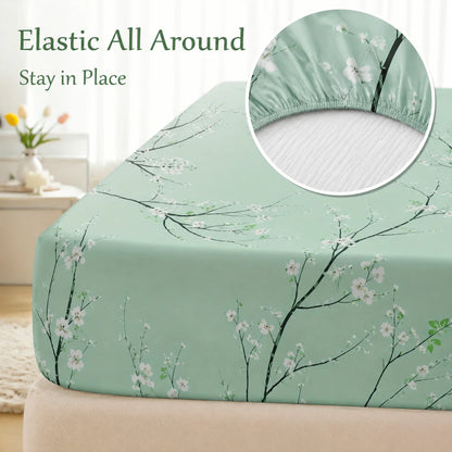 Vintage Floral Fitted Sheet Set | 3-Piece Deep Pocket Microfiber Bedding