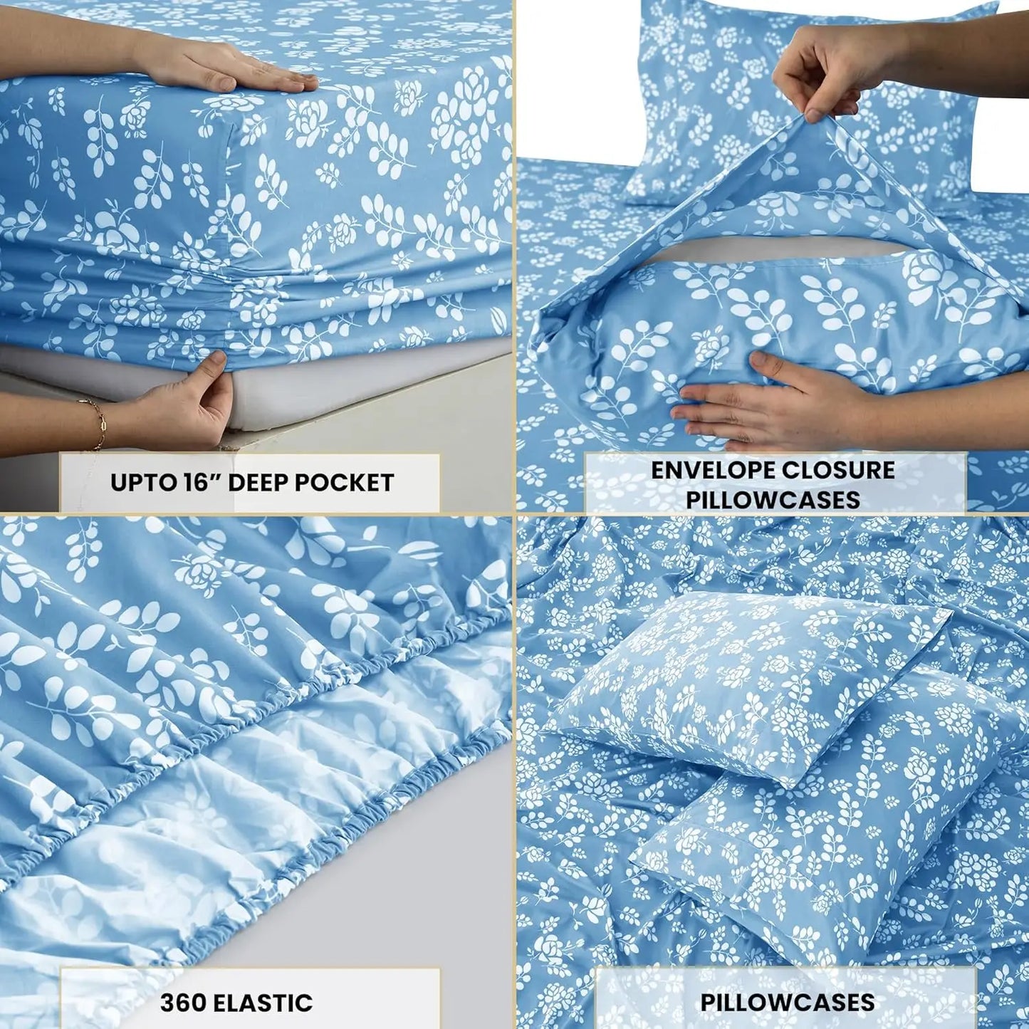 Elegant Floral Microfiber Sheet Set