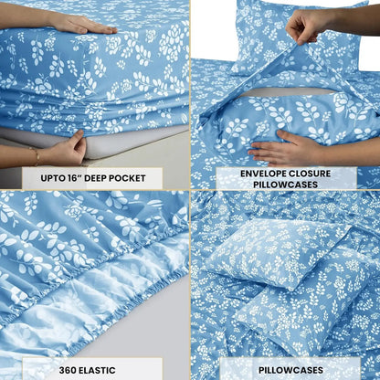Elegant Floral Microfiber Sheet Set