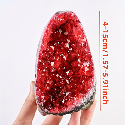Red Geode Crystal Cluster – Decorative Natural Mineral for Home & Office