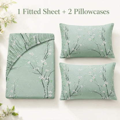 Vintage Floral Fitted Sheet Set | 3-Piece Deep Pocket Microfiber Bedding