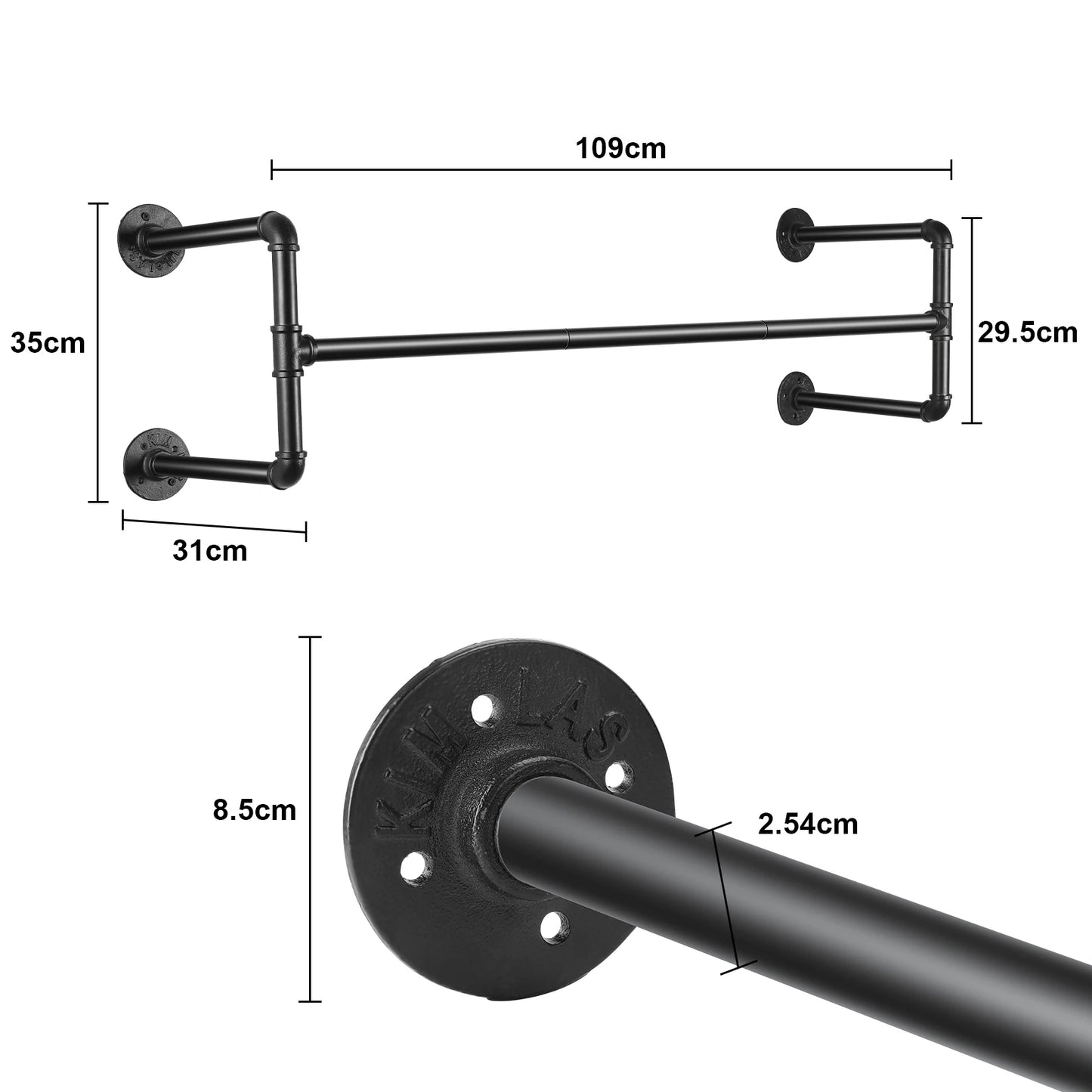 Industrial Wall-Mounted Clothes Rack
