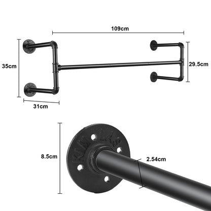 Industrial Wall-Mounted Clothes Rack