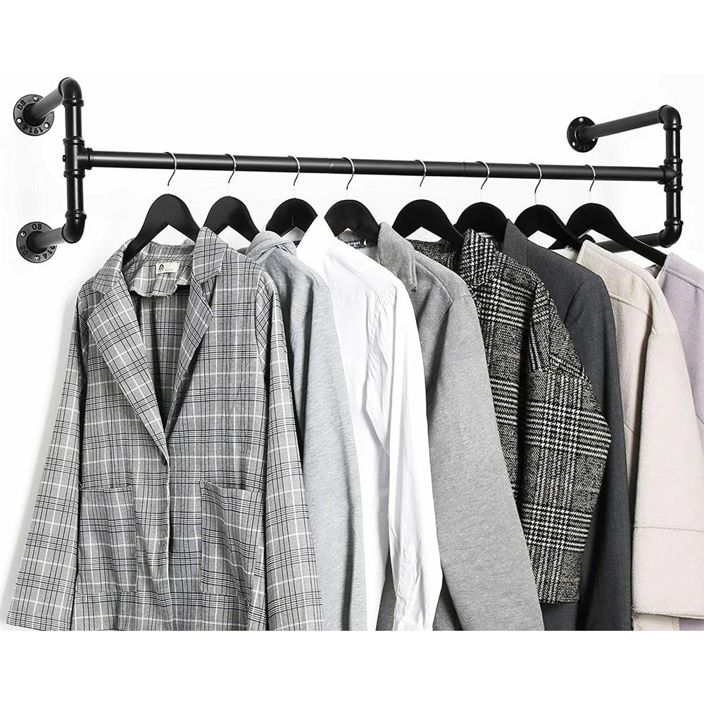 Industrial Wall-Mounted Clothes Rack