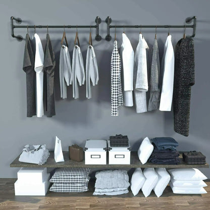 Industrial Wall-Mounted Clothes Rack