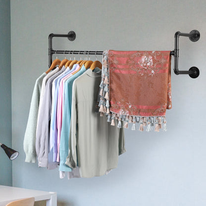 Industrial Wall-Mounted Clothes Rack