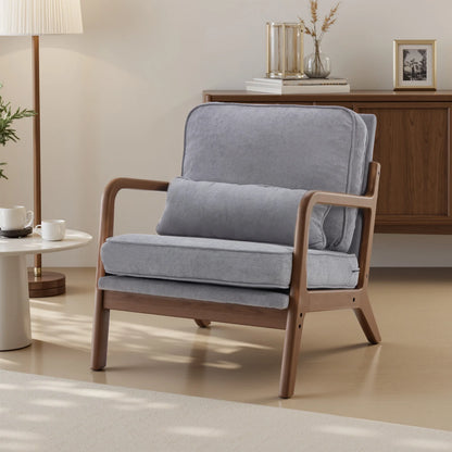 Mid Century Modern Lounge Chair with a Solid Wooden Frame