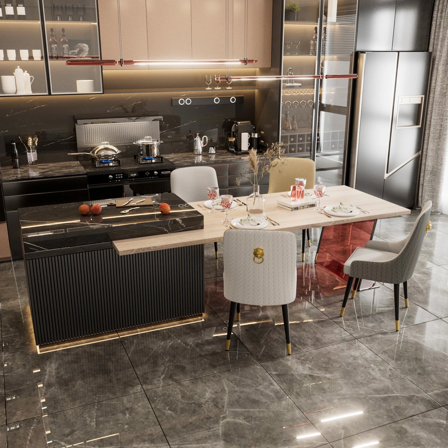 Modern Dining Room Chairs with High Tufted Back
