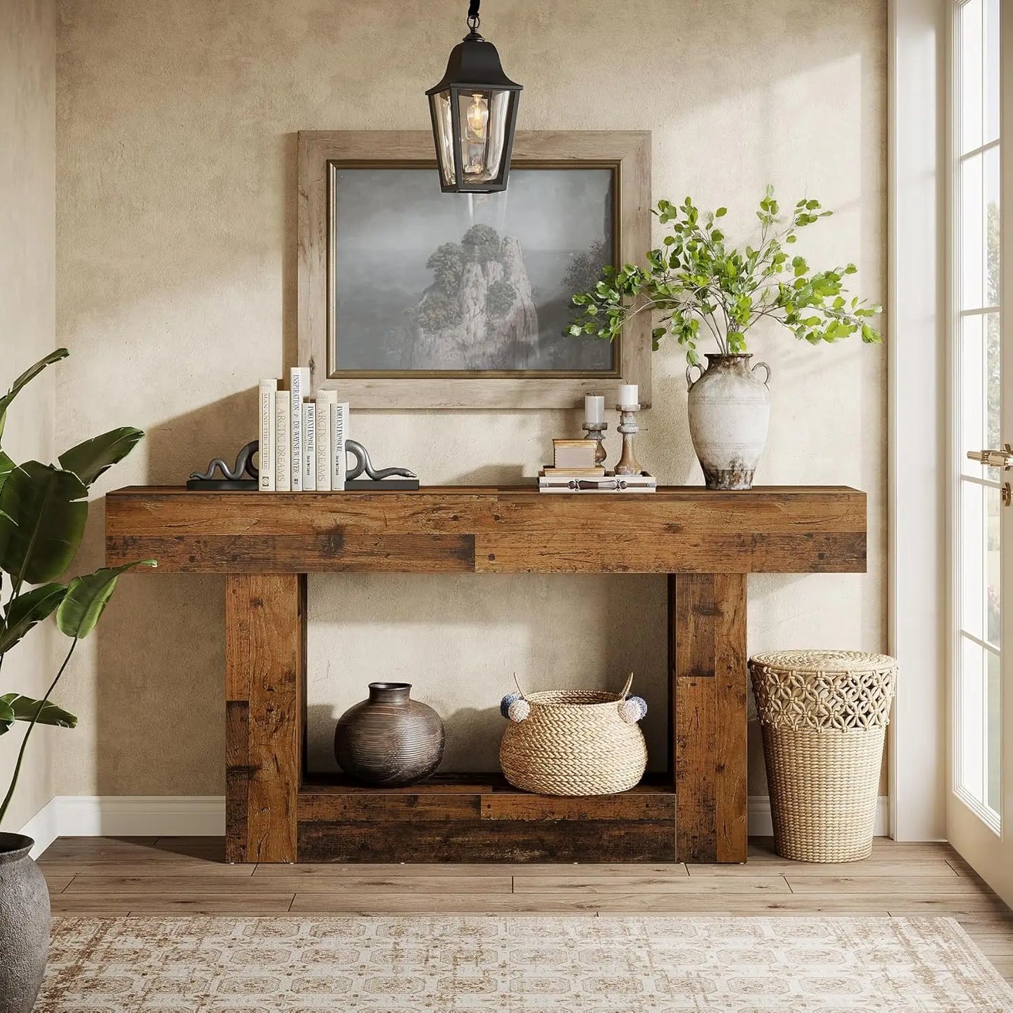 Farmhouse Style Wooden Console Table