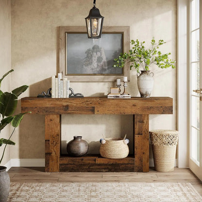 Farmhouse Style Wooden Console Table