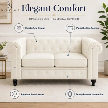 Modern Faux Leather Office Loveseat