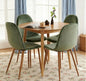 Small Round Oak Dining Table with 4 Velvet Chairs