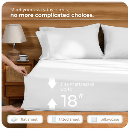 Cool & Soft 4-Piece Microfiber Sheet Set | Deep Pocket Bed Sheets Up to 18"