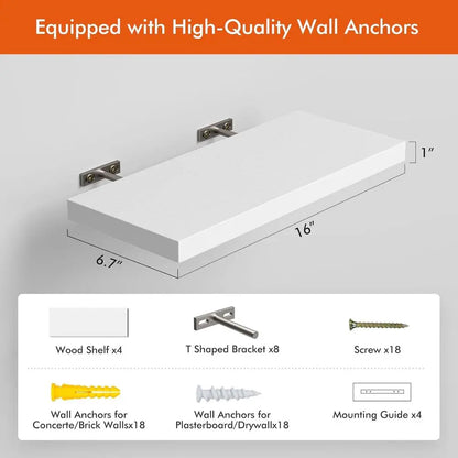 White Floating Shelves, Set of 4