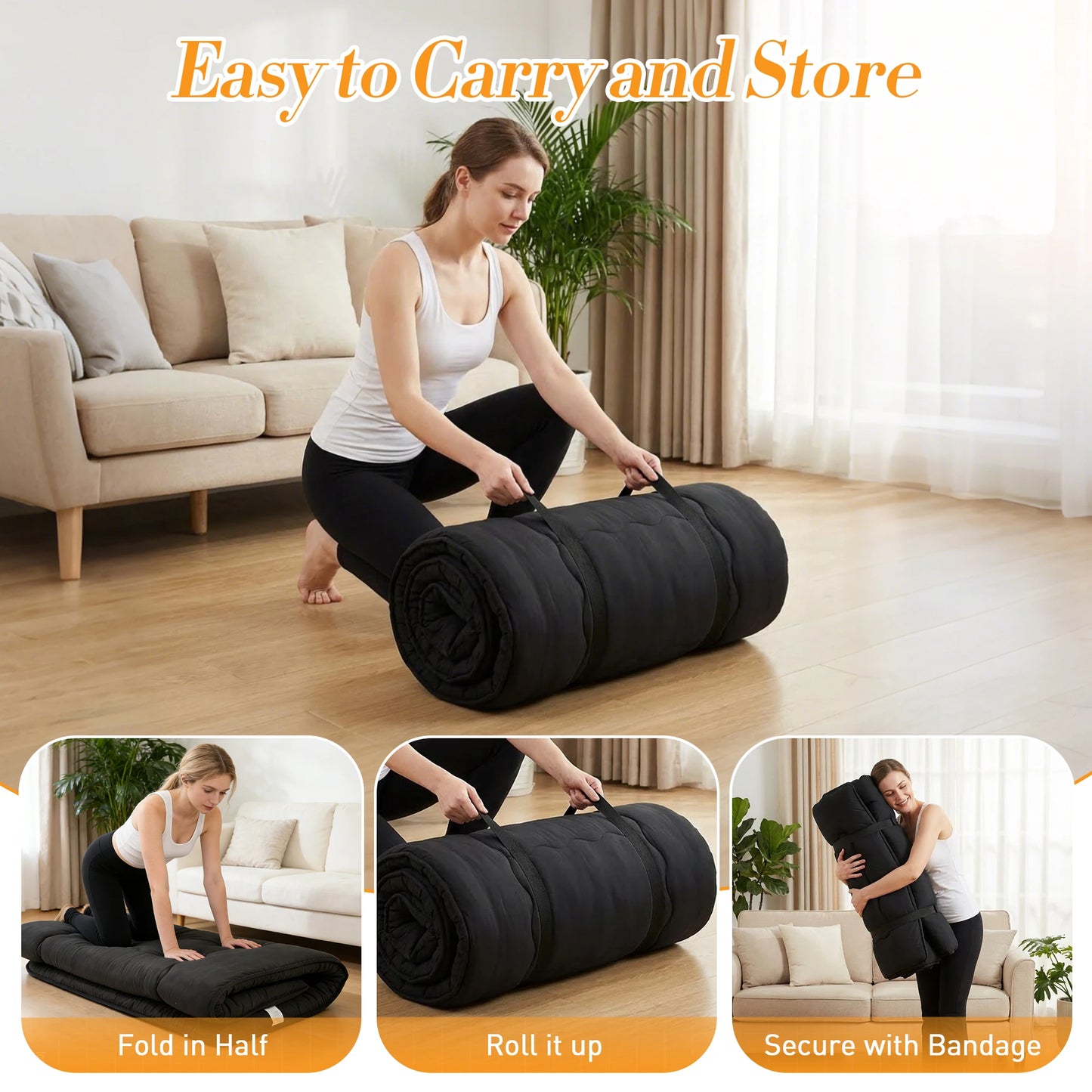Soft Foldable Futon Mattress with Washable Cover