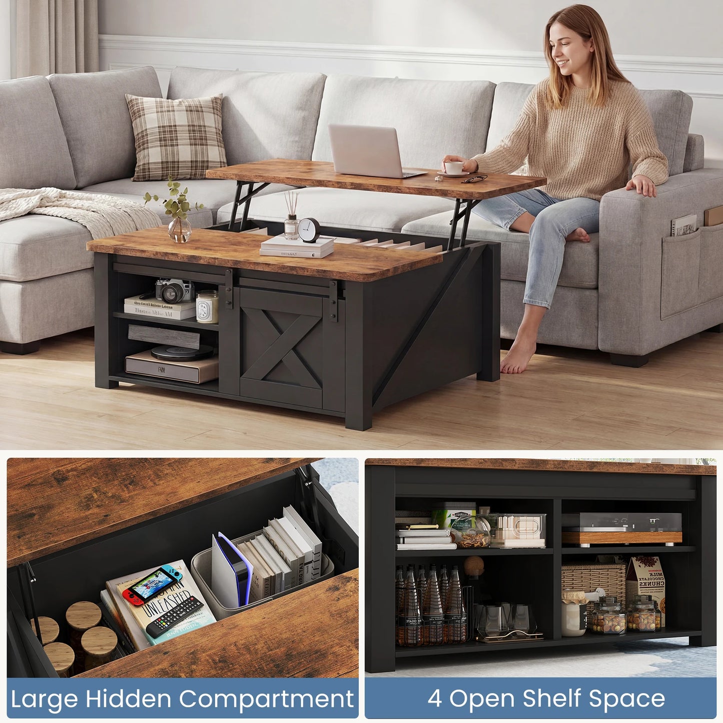 Lift-Top Coffee Table with Storage