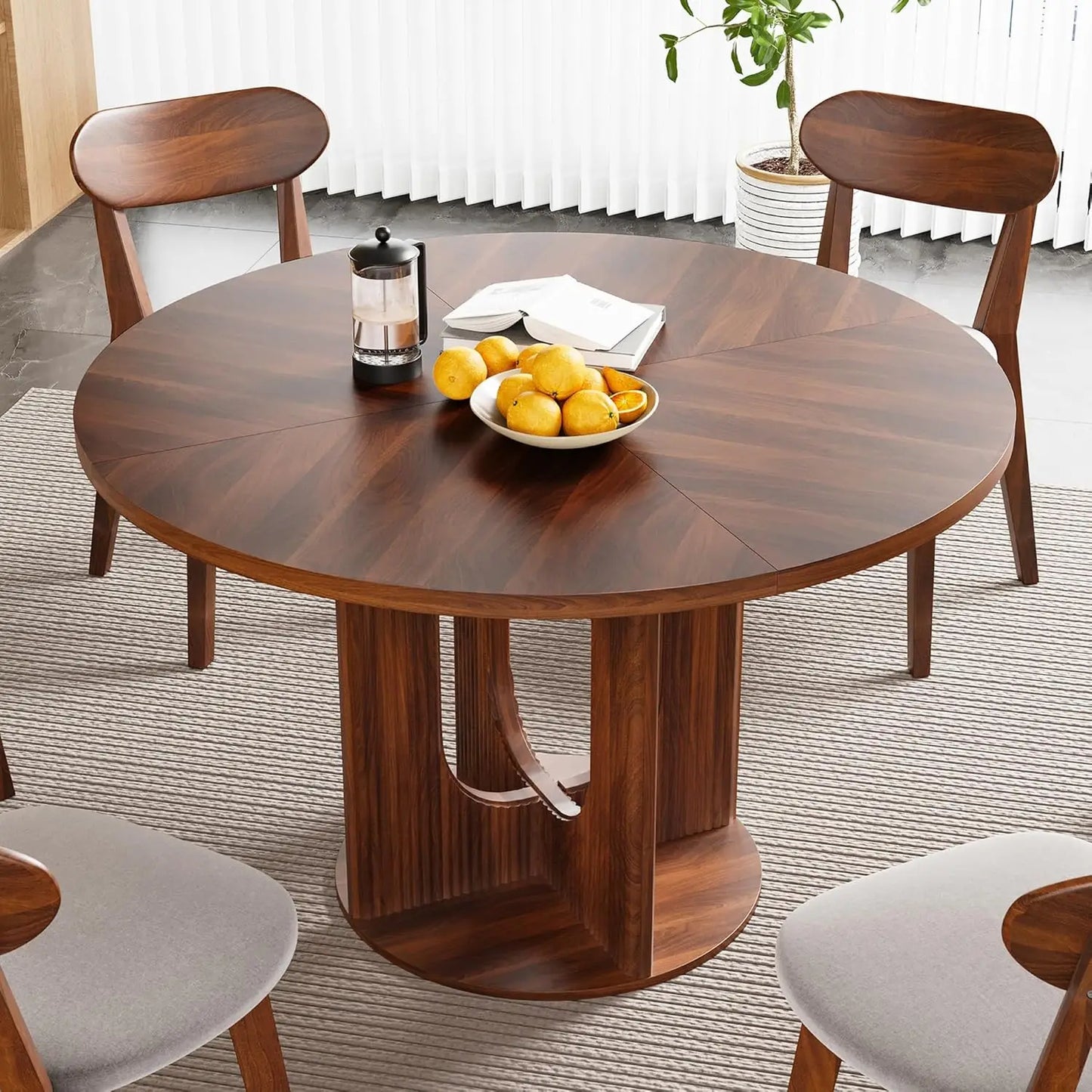 Farmhouse Style Dining Room Table with Pedestal Base