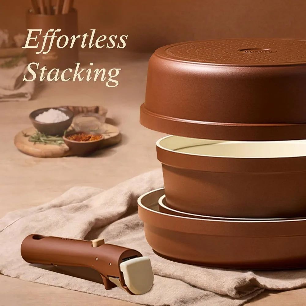 Ceramic Cookware Set with Removable Handles