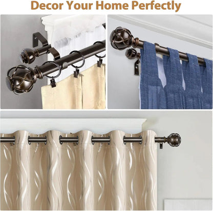 Heavy-Duty Double Curtain Rod 72–144 Inch | Antique Bronze Telescoping Drapery Rod