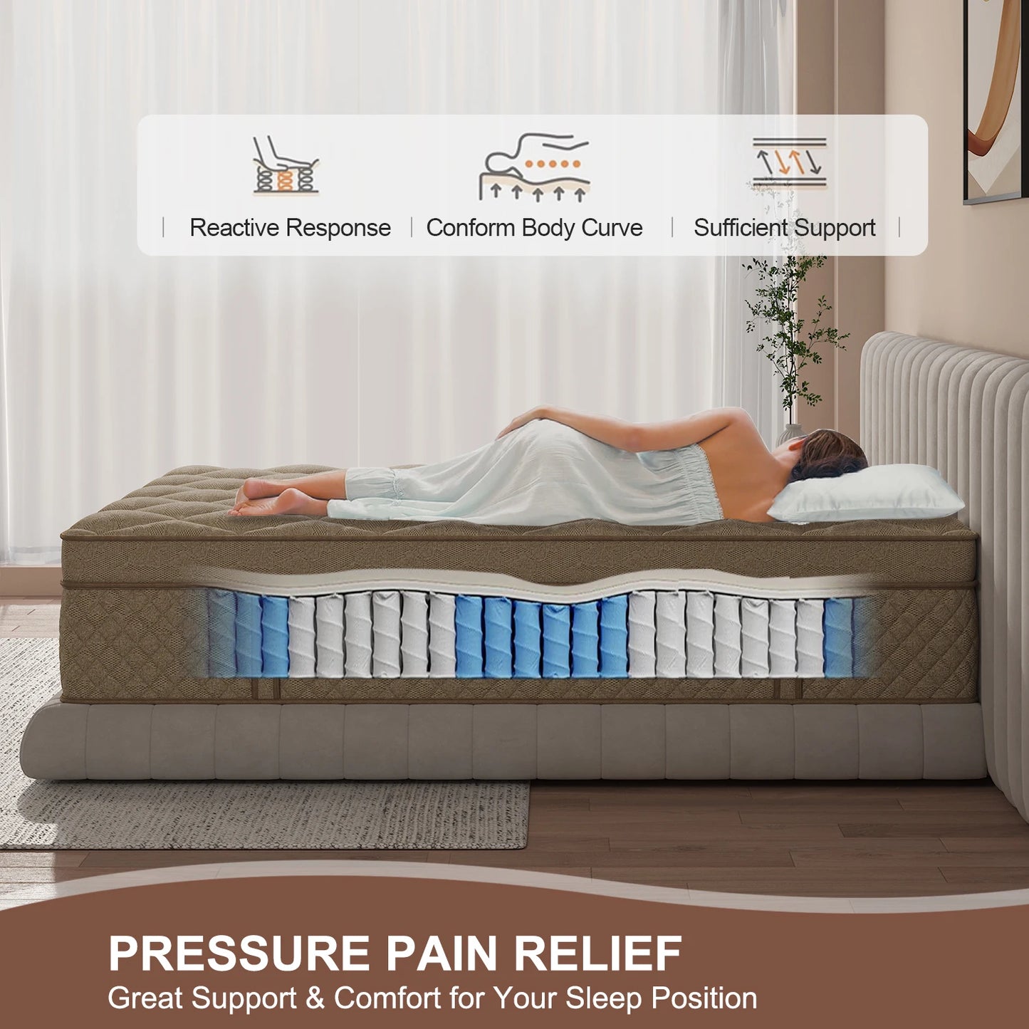 Gel Memory Foam Mattress In A Box, Medium Firm with Motion Isolation