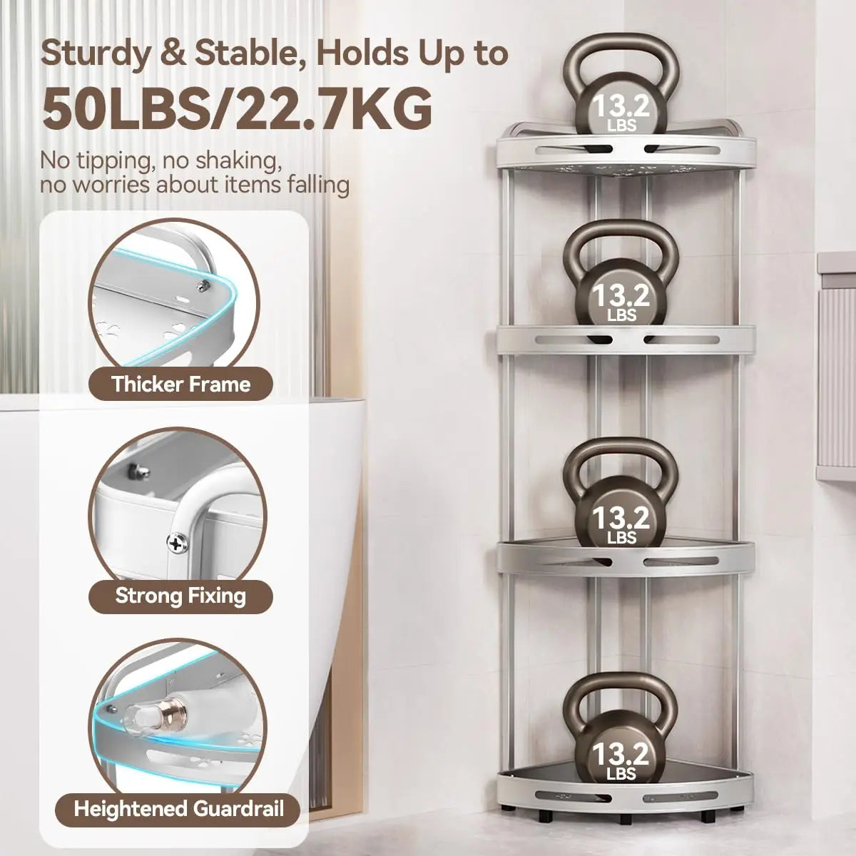 3-Tier Corner Shower Organizer with Soap Dish | Rust-Resistant Bathroom Shelf